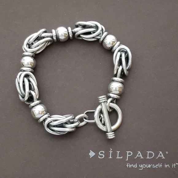 FLASH SALE! Silpada Rare Sterling Silver Byzantine Toggle Vintage Bracelet B0204 - Picture 3 of 15
